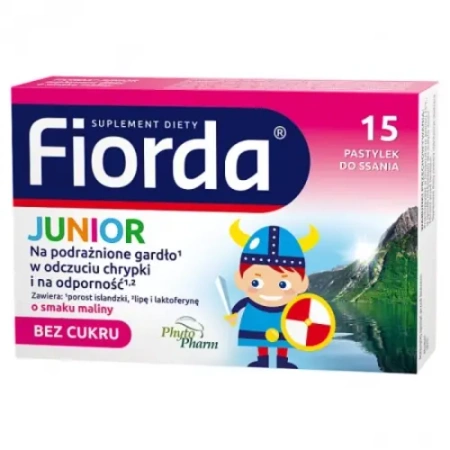 Fiorda Junior 15 tabletek do ssania o smaku malinowym 