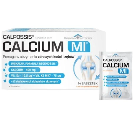 Calpossis Calcium MI – wsparcie dla zdrowych kości i zębów 14 saszetek Domowa Apteczka