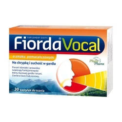 Fiorda Vocal 30 pastylek do ssania o smaku pomarańczowym