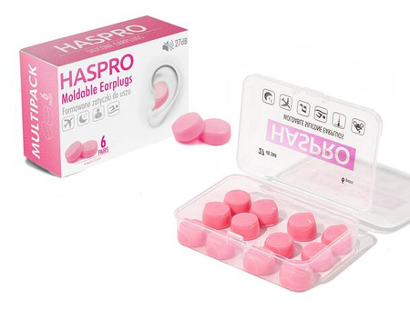 Stopery do uszu formowane wielorazowe Mold 6P różowe 6 par HASPRO