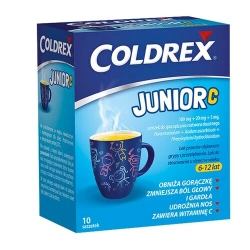 Coldrex Junior C 10 saszetek – lek przeciwbólowy, przeciwgorączkowy i udrażniający nos dla dzieci 6-12 lat