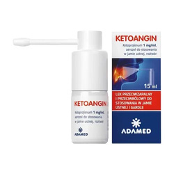 Ketoangin, 1 mg/ml aerozol do stosowania w jamie ustnej 15 ml