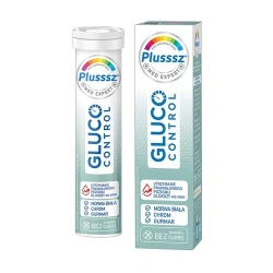 Plusssz Gluco Control, 20 tabletek musujących, wspiera prawidłowy poziom glukozy we krwi i metabolizm węglowodanów u dorosłych