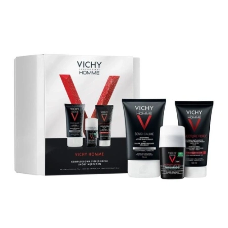VICHY HOMME Zestaw prezentowy – pielęgnacja męska 3w1: Balsam po goleniu, krem, antyperspirant 