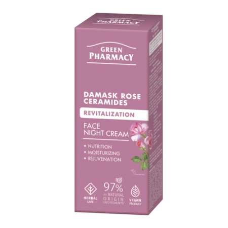Green Pharmacy Róża damasceńska + Ceramidy krem do twarzy na noc–regeneracja i odżywienie skóry 50 ml