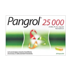 Pangrol 25 000 – enzymy trzustkowe, wsparcie trawienia 20 kapsułek
