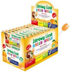 Zdrowy Lizak MNIAM-MNIAM pomarańczowy DISPLAY 40 sztuk