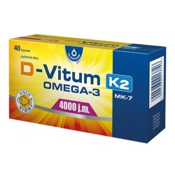 D-Vitum 4000 j.m. K2 MK-7 Omega-3 40 kapsułek – wspiera zdrowe kości, serce i odporność osób 75+