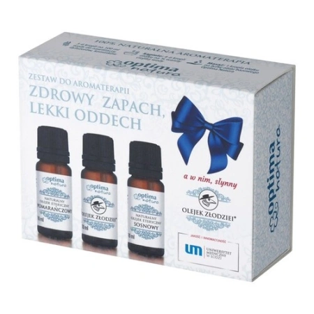 Zestaw olejków do aromaterapii Zdrowy zapach - Lekki oddech (Pomarańczowy +Złodziei +Sosna) 3 x 10 ml