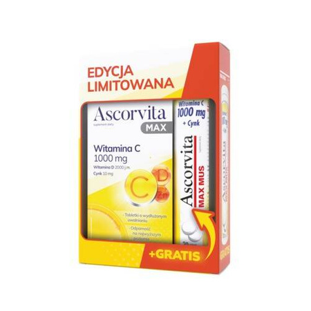 Ascorvita MAX Zestaw; 30 tabl. + 20 tabl. musujących GRATIS