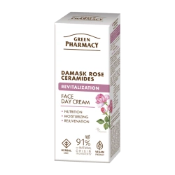 Green Pharmacy Róża damasceńska + Ceramidy krem do twarzy na dzień–nawilżenie, elastyczność, ochrona 50 ml
