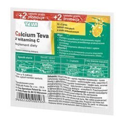 Calcium TEVA z witaminą C x 14 tabl. mus.