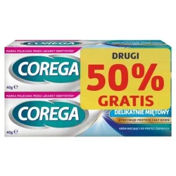 Corega Extra Strong Delikatnie Miętowy 2x40 g – do mocowania protez zębowych