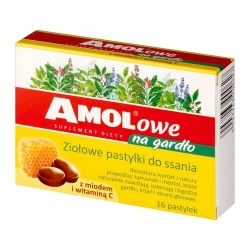 AMOLowe na gardło miód+vitC 16 pastylek do ssania