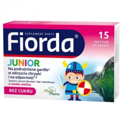 Fiorda Junior 15 tabletek do ssania o smaku malinowym