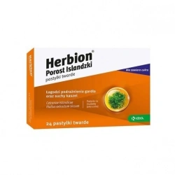 Herbion Porost Islandzki 24 pastylki – łagodzi podrażnienia gardła i suchy kaszel