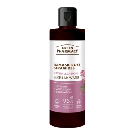 Green Pharmacy Róża damasceńska + Ceramidy woda micelarna–delikatne oczyszczanie, nawilżenie i regeneracja skóry 200 ml