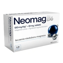 Neomag B6 – tabletki powlekane z magnezem i witaminą B6, 60 tabletek