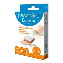 Plaster PASOCARE CLASSIC PLUS tkaninowy z opatrunkiem 1 m x 6 cm 1 sztuka