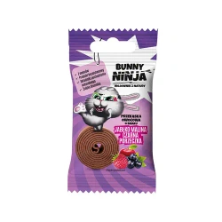 BUNNY NINJA Przekąska jabłko–malina–czarna porzeczka 15 g – owocowa przekąska 