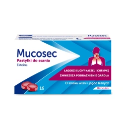 Mucosec 16 pastylek do ssania o smaku wiśniowo-jagodowym – łagodzenie podrażnień jamy ustnej i gardła