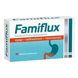 Famiflux 20 mg 30 tabletek powlekanych – leczenie zgagi i nadkwaśności żołądka