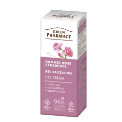 Green Pharmacy Róża damasceńska + Ceramidy krem pod oczy–regeneracja, nawilżenie i redukcja zmarszczek 15 ml