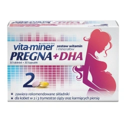 Vita-Miner Pregna + DHA 30 tabletek + 30 kapsułek – suplement dla kobiet w ciąży i karmiących wspierający rozwój i odporność