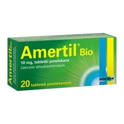Amertil Bio – lek przeciwalergiczny zawierający cetyryzynę dichlorowodorek 20 tabletek