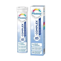 Plusssz B-Complex Neuro Balance 20 tabletek musujących - wspiera układ nerwowy, zmniejsza zmęczenie i poprawia sprawność umysłową u dorosłych