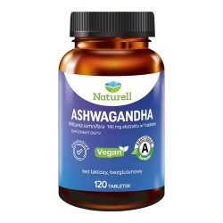 Naturell Ashwagandha, 120 tabletek – wsparcie odporności na stres i dobrego samopoczucia