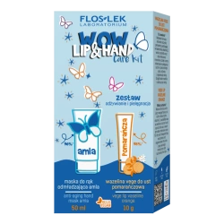 FLOS-LEK WOW LIP&HAND CARE KIT Zestaw maska do rąk 50 ml + pomarańczowa wazelina do ust 10 g