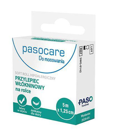 Plaster PASOCARE SOFT włókninowy 5 m x 1,25 cm 1 sztuka